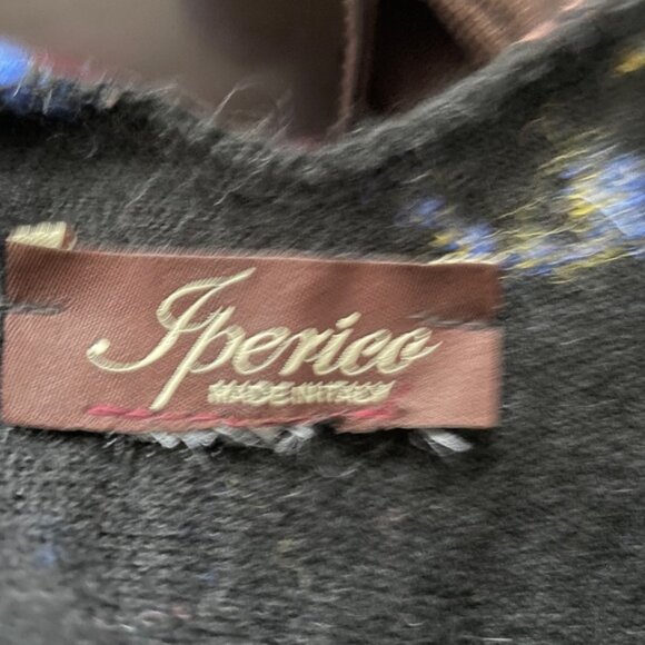 Italian Wool Blend 3D Floral Poncho Kimono Cape Oversized Boho Cottage Festival - Picture 9 of 9